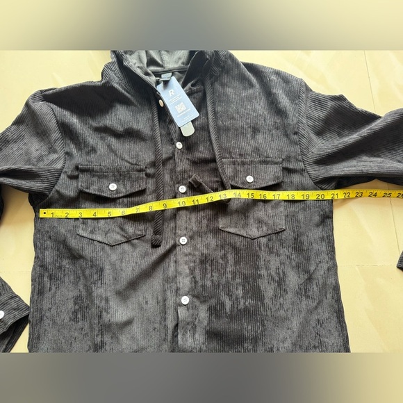 Romwe Black black  hooded Button Up Shirt Jacket Shacket Sz M  full button - Picture 11 of 16